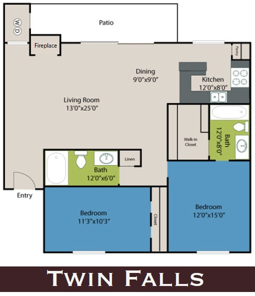Twin Falls Floor Plan Twin Falls Floor Plan at Waters at Barton Creek Apartments, Austin, TX